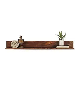 Umark 28-Inch Solid Sheesham Wood Floating Wall Shelf, Natural Brown
