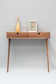 Console Hallway Table - Walnut, 2 Drawers - additional view