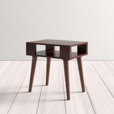 Modern Side Table - Open Shelf, Walnut Brown - additional view