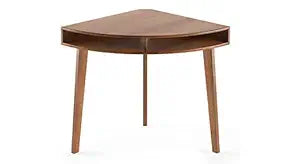 Umark Sheesham Wood Corner Study Table Desk with Storage, Natural Brown