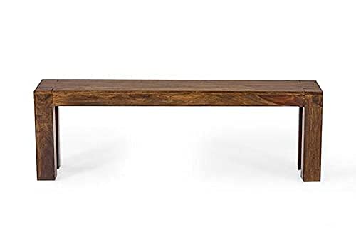 Umark Solid Wood 4 Seater Bench | Sheesham Wood Bench for Livingroom Dining Room Office Outdoor | Walnut Brown Finish