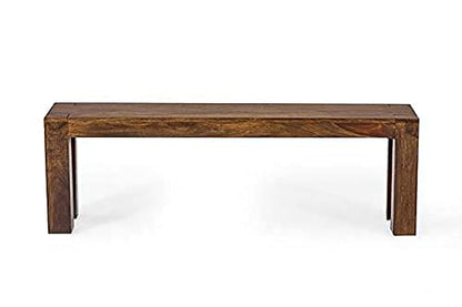 Umark Solid Wood 4 Seater Bench | Sheesham Wood Bench for Livingroom Dining Room Office Outdoor | Walnut Brown Finish