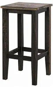 Umark Solid Wooden Square Top Bar Stool (60 cm), Dark Brown