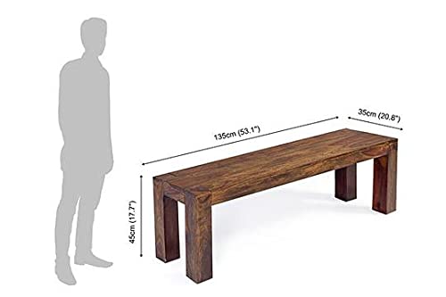 Umark Solid Wood 4 Seater Bench | Sheesham Wood Bench for Livingroom Dining Room Office Outdoor | Walnut Brown Finish