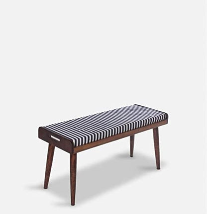 Solid Sheesham Wood 2-Seater Dining Bench - Brown Finish - angle view