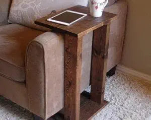 Umark Wooden Sofa Armrest Tray Table Stand, Brown Finish