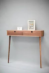 Umark Walnut Wood Console Hallway Entryway Table with Drawers, Honey