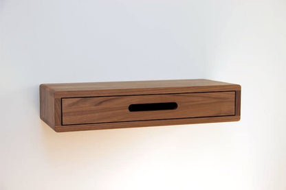 umark Solid Wood Floating nightstand with Drawer and Shelf, mid