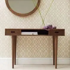 Umark Sheesham Wood Study & Computer Desk with 2 Drawers, Natural