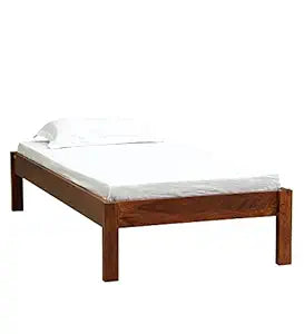 Umark Solid Sheesham Wood Single Bed Cot Without Storage, Natural Brown