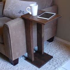 Sheesham Wood Sofa Arm Rest Tray Table - Slim C-Shape - additional view