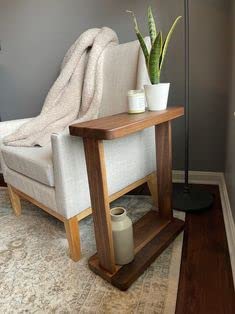 Sheesham Wood Tall Side Table with Lower Shelf - additional view