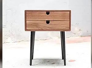 Umark Wooden Bedside Lamp Table Nightstand with 2 Drawers for Bedroom