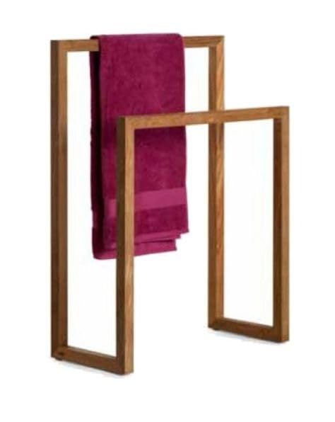 Wooden Towel Stand Rack with 3 Rails, Freestanding Bathroom Storage