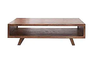Umark Bicca Sheesham Wood Rectangular Center Coffee Table, Natural Brown