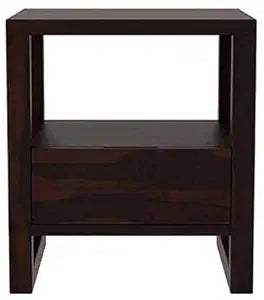 Umark Sheesham Wood Bedside Nightstand with 1 Drawer, Walnut