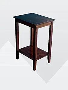 Umark Tall Wooden End Side Table with Lower Storage Shelf