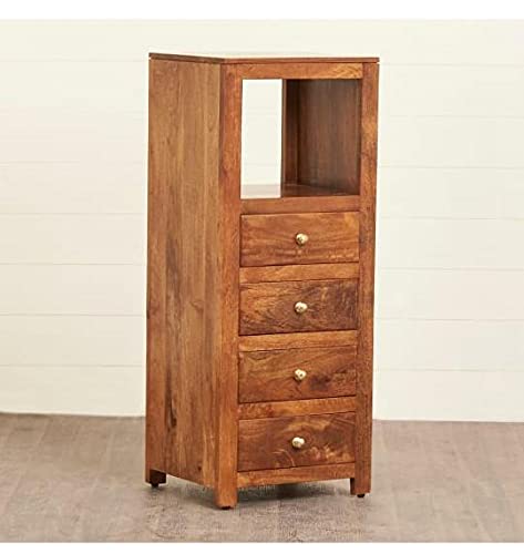 Umark Sheesham Wood Chest of Drawers - Honey Finish