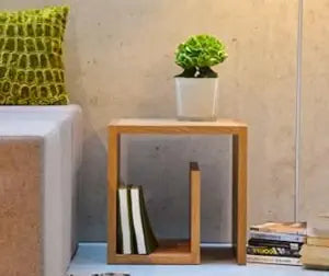 Umark Modern Sheesham Wood Bedside End Side Table, Natural Teak Finish