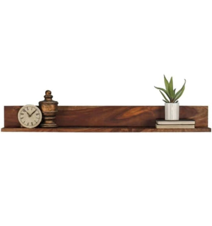 Solid Wood Floating Wall Shelf - Walnut Finish - plain product view
