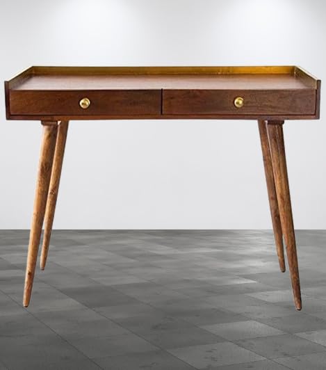 Umark Sheesham Wood Multipurpose Study Table with 2 Storage - Natural Brown