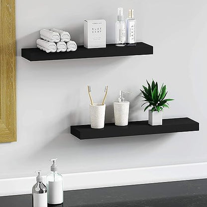 Umark Sheesham Wood Floating Wall Shelf - Dark Brown, Handmade
