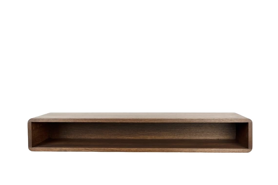Umark Solid Oak Wood Modern Floating Wall Shelf Table with Drawer