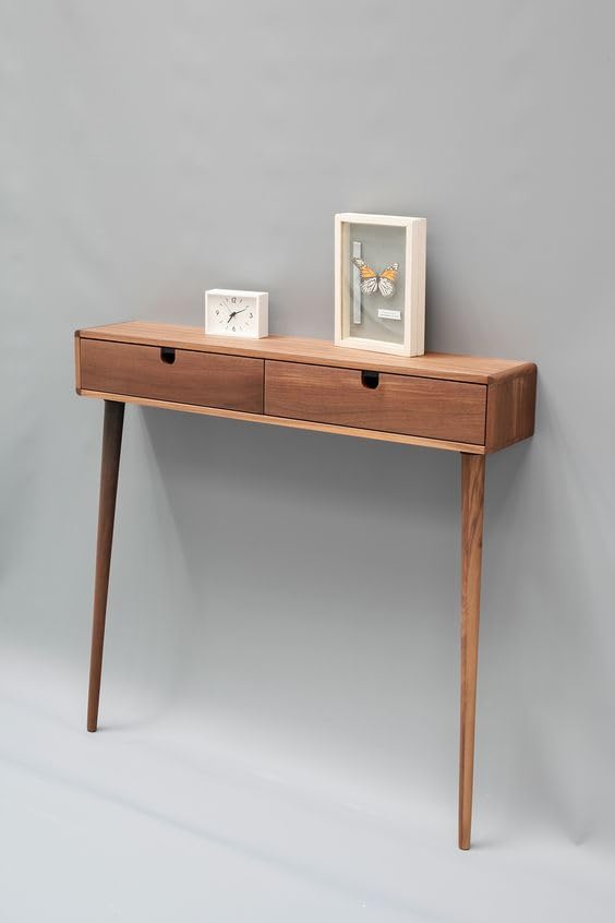 Console Hallway Table - Walnut, 2 Drawers - additional view