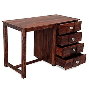 Umark Sheesham Wood Computer Study Desk with 4 Drawers, Natural Honey
