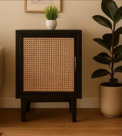 Modern Rattan Cabinet Side Table - additional view