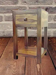 Umark Sheesham Wood Bedside Side Table with 1 Drawer, Walnut Finish