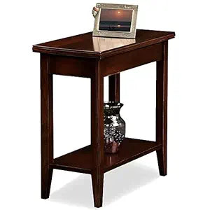 Umark Narrow Chairside End Table with Bottom Shelf, Espresso Wood Finish