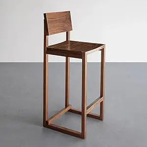 Umark Modern Rectangular Sheesham Wood Bar Stool Chair, Black Walnut