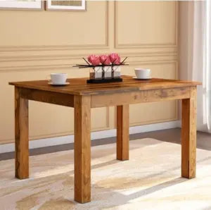 Umark Rustic Solid Wood Dining Table Desk Modern Design, Natural Brown