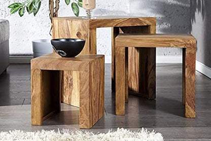 Sheesham Wood Nesting Tables - Set of 3 - main view