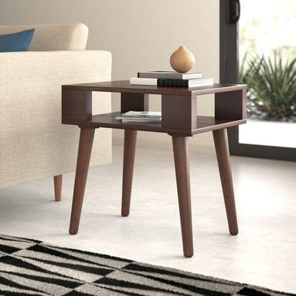 Modern Side Table - Open Shelf, Walnut Brown - main view
