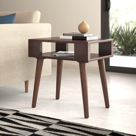 Modern Side Table - Open Shelf, Walnut Brown - main view