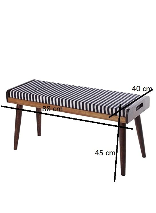 Solid Sheesham Wood 2-Seater Dining Bench - Brown Finish - size and dimension chart