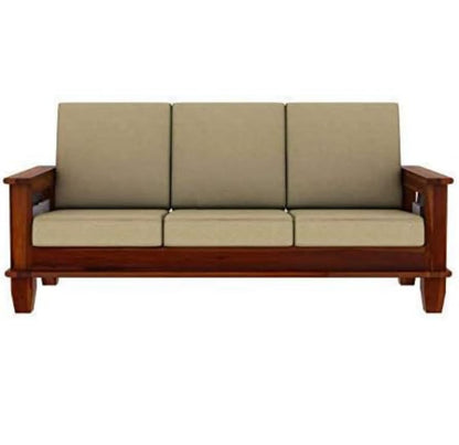 Wooden 3-Seater Sofa with Storage Arms - additional view