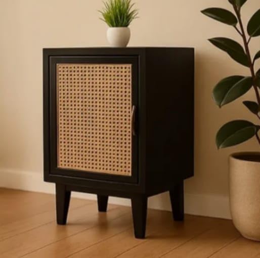 Modern Rattan Cabinet Side Table - additional view