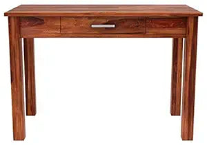 Umark Solid Sheesham Wood Study Table Workstation with 1 Drawer, Honey