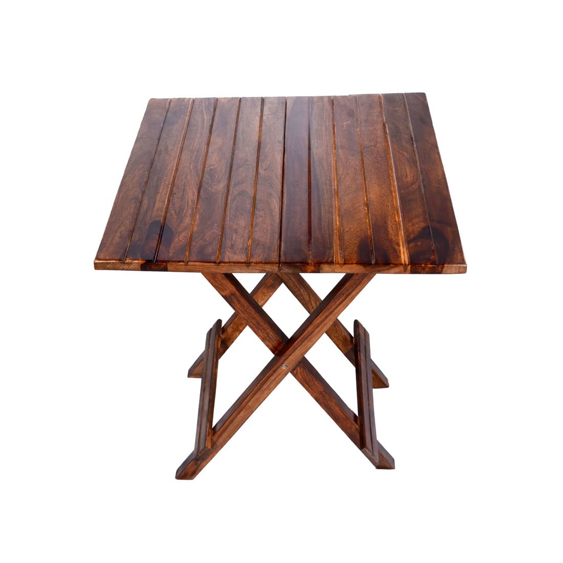 Solid Sheesham Wood Square Folding Coffee/Tea Table - Natural Finish