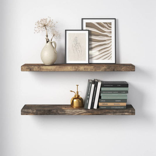 Umark Sheesham Wood Floating Wall Shelf - Dark Brown, Handmade