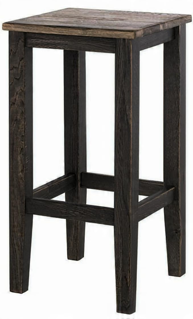 Solid Wooden Bar Stool - Dark Brown - additional view
