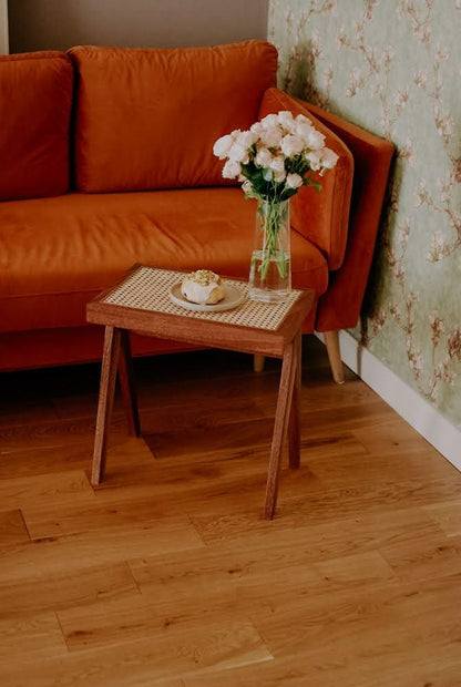 Wooden Side Table with Rattan Cane Top - additional view