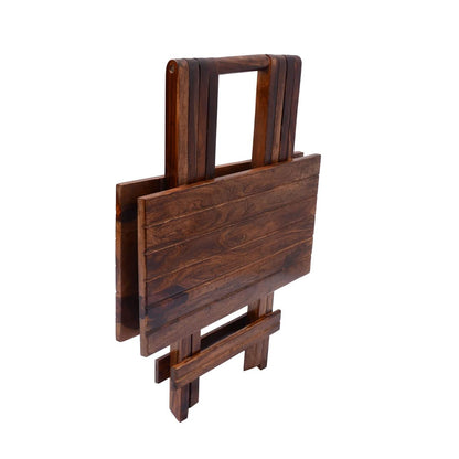 Umark Solid Sheesham Wood Square Folding Coffee Tea Table for Home