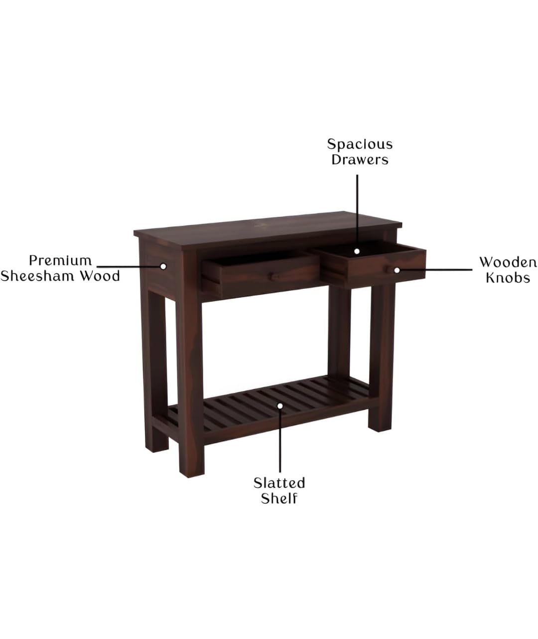 Console Table with 2 Drawers - Dark Brown - additional view
