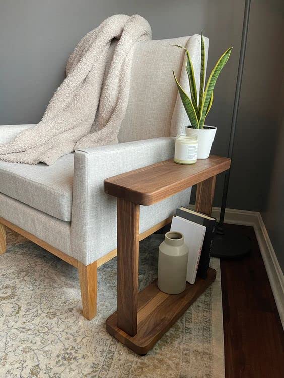 Sheesham Wood Tall Side Table with Lower Shelf - additional view