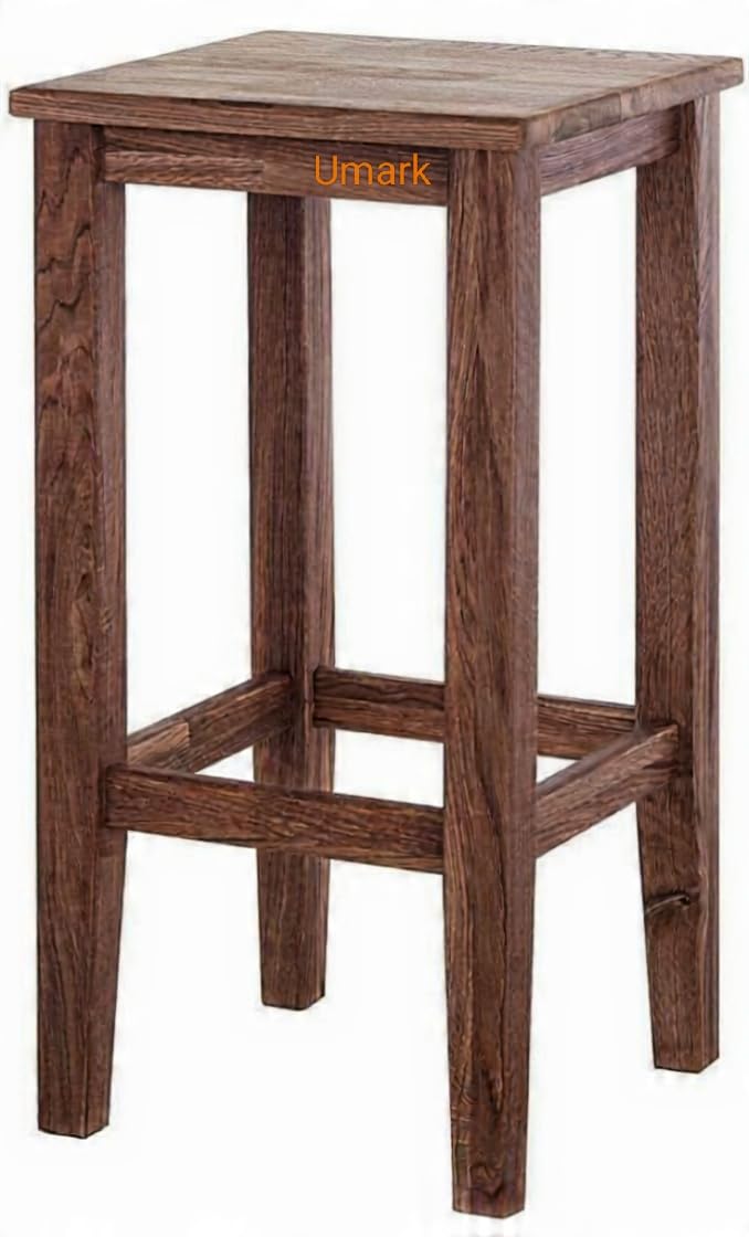 Solid Wooden Bar Stool - Brown - additional view