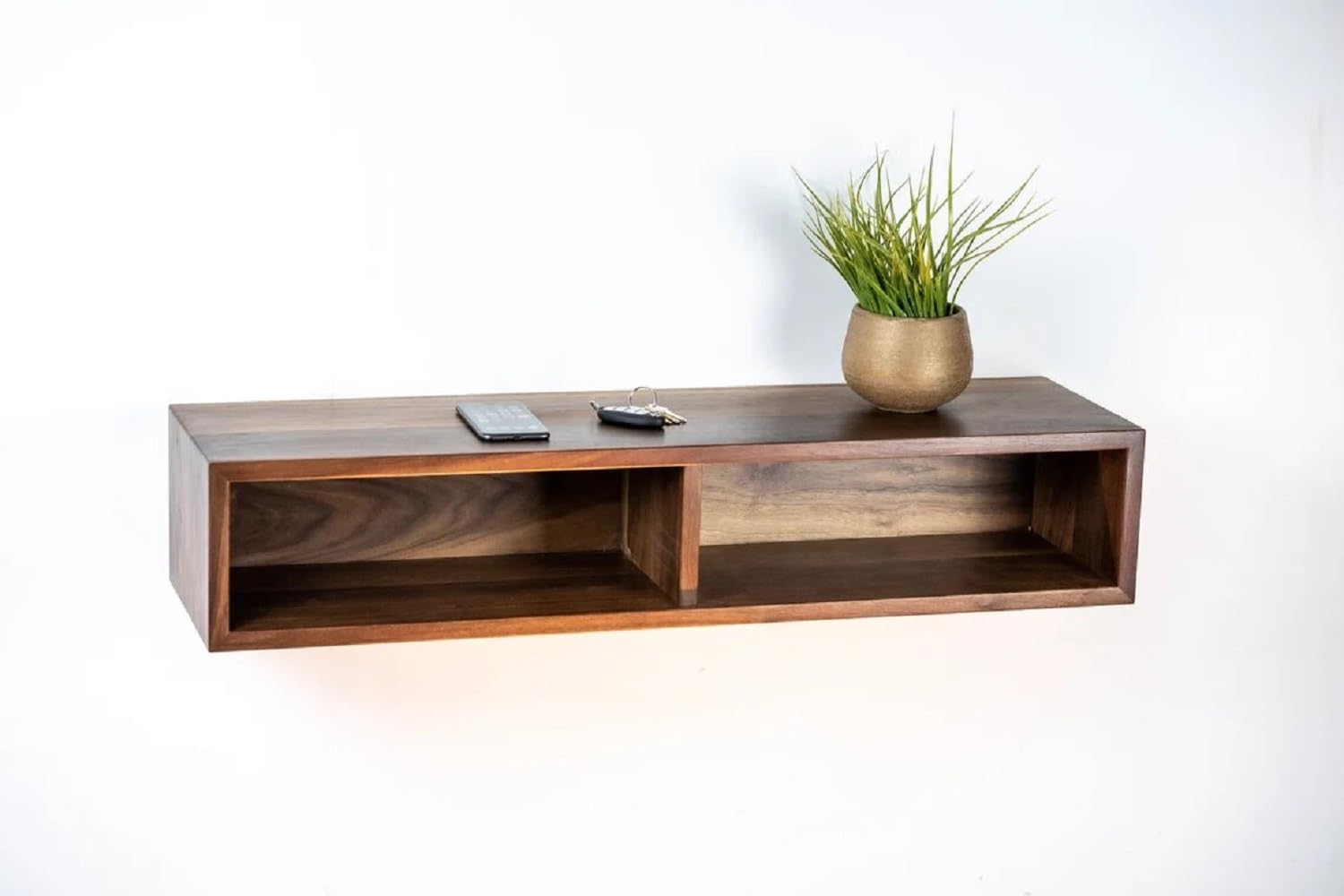 Umark Solid Wood Modern Floating Wall Shelf with 2 Shelves